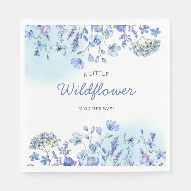 Boho wildflower watercolor Floral Baby Showe  Napkin (Front)