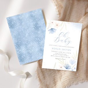 Boho Wildflower Watercolor Floral Girl Baby Shower Invitation