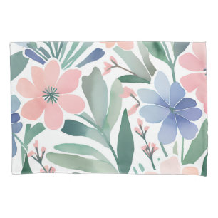 Boho Wildflower Watercolor Pastel Floral Design Pillowcase