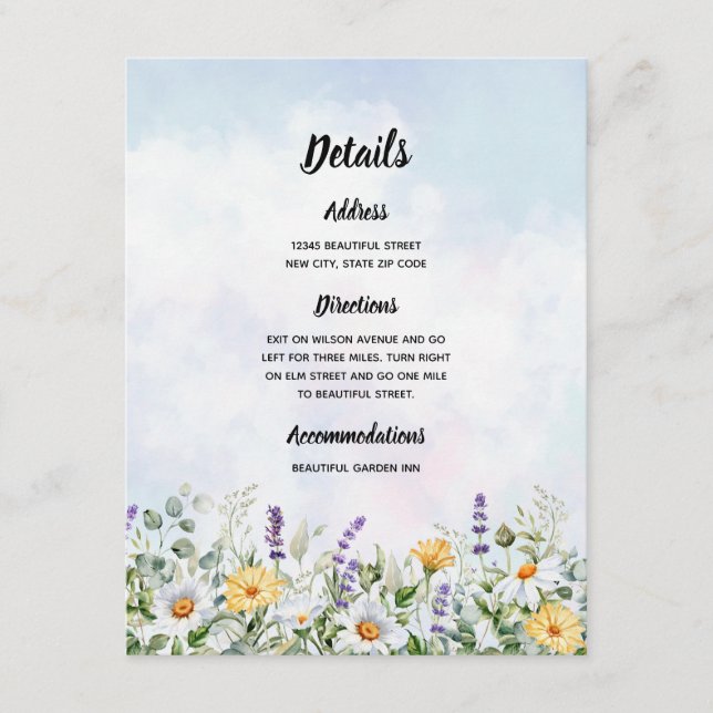 Boho Wildflower Watercolor Personalise Wedding Enclosure Card (Front)