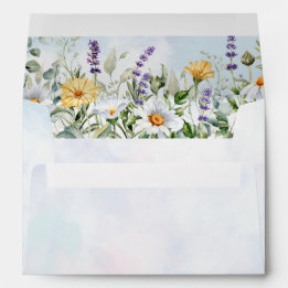 Boho Wildflower Watercolor Personalise Wedding Envelope