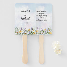 Boho Wildflower Watercolor Personalise Wedding Hand Fan