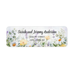 Boho Wildflower Watercolor Personalise Wedding Return Address Label