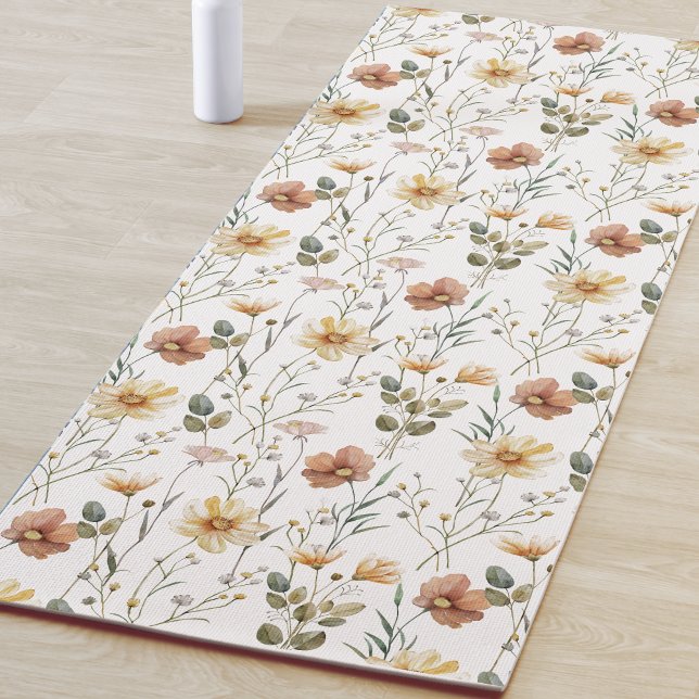 Boho Wildflower Watercolor Yoga Mat (Creator Uploaded)