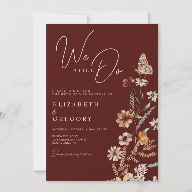 Boho Wildflower We Still Do Vow Renewal Invitation (Front)