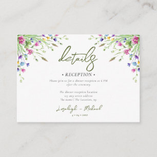 boho wildflower Wedding accomodation QR Code Enclosure Card