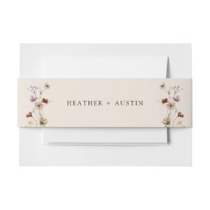 Boho Wildflower Wedding Belly Band Invitation Belly Band