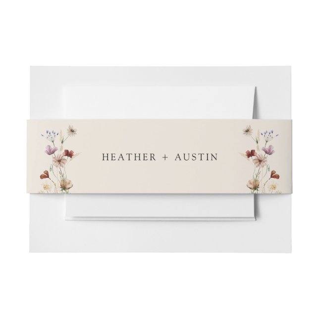 Boho Wildflower Wedding Belly Band Invitation Belly Band (Front Example)