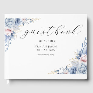 Boho Wildflower Wedding Elegant Script Guest Book