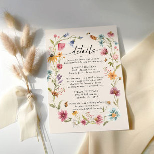 Boho Wildflower Wedding Enclosure Card