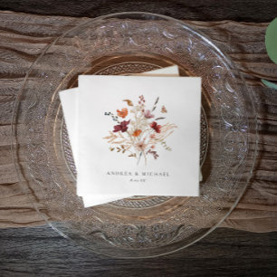 Boho Wildflower Wedding Fall Floral Napkin