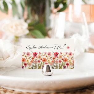 Boho Wildflower Wedding Flat Place Cards