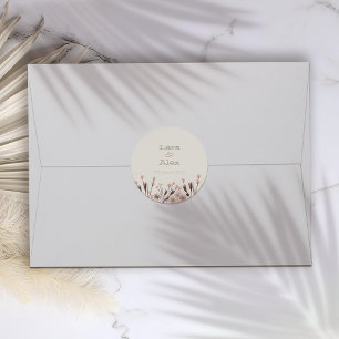 Boho Wildflower Wedding Invitation Classic Round Sticker