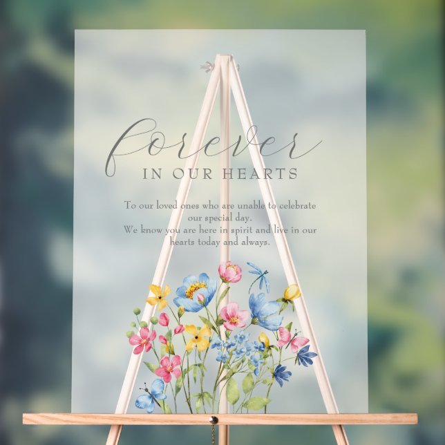 Boho Wildflower Wedding Memorial Acrylic Sign (Neutral)