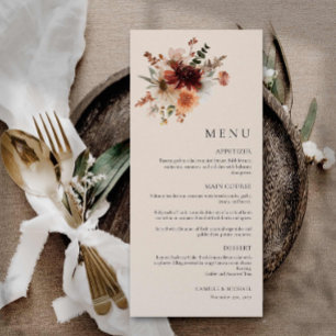 Boho Wildflower Wedding Menu Card