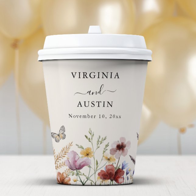 Boho Wildflower Wedding Paper Cups (Boho Wildflower Wedding Paper Cups
)