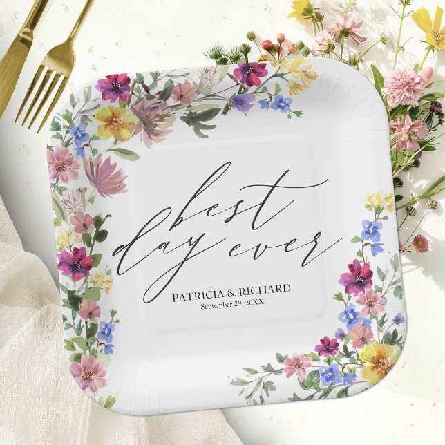 Boho Wildflower Wedding Paper Plate (Creator Uploaded)