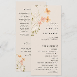 Boho Wildflower Wedding Program 
