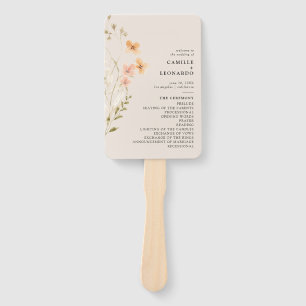 Boho Wildflower Wedding Program Hand Fan
