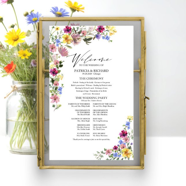 Boho Wildflower Wedding Program Sign (Creator Uploaded)
