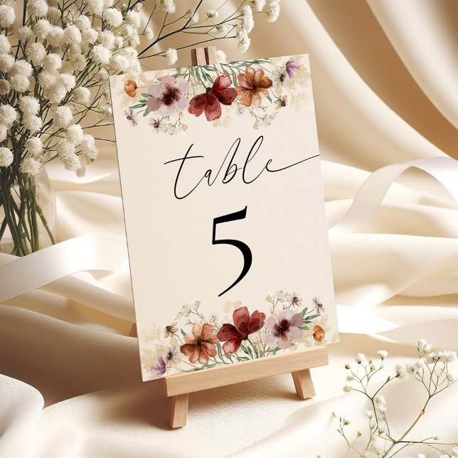 Boho Wildflower Wedding Reception Table Number (Creator Uploaded)