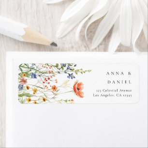 Boho Wildflower Wedding Return Address Label