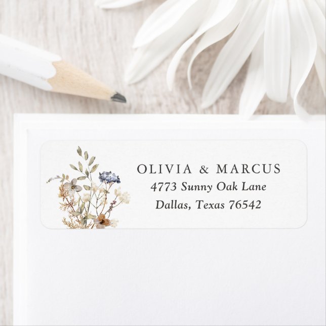 Boho Wildflower Wedding Return Address Return Address Label (Insitu)
