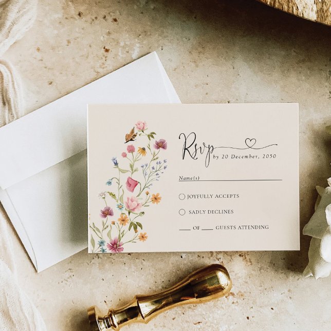 Boho Wildflower Wedding RSVP Card (Creator Uploaded)