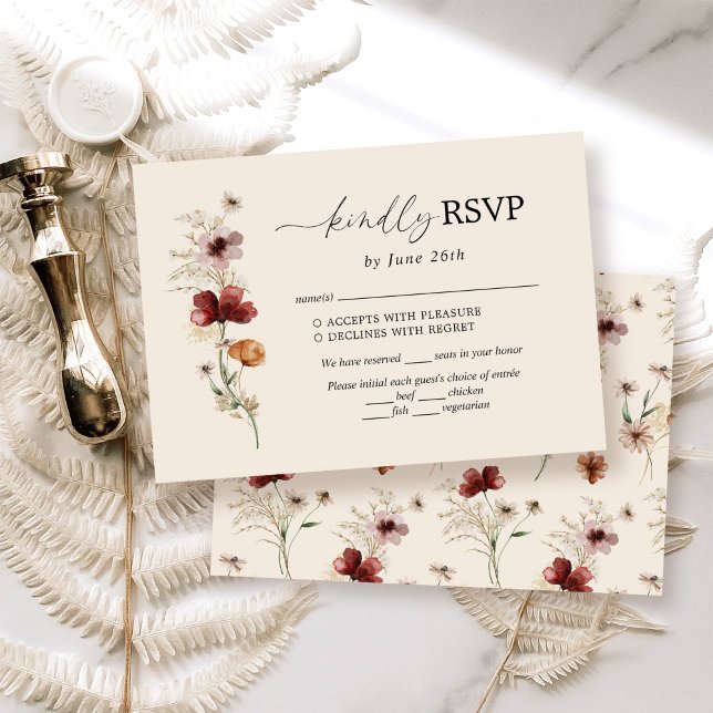 Boho Wildflower Wedding RSVP Card (Creator Uploaded)