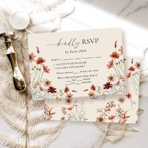 Boho Wildflower Wedding RSVP Card