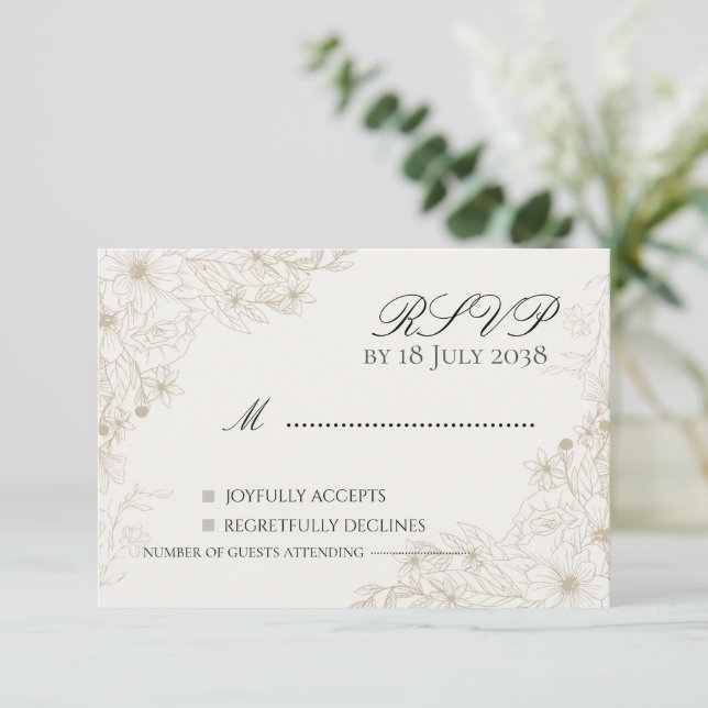 Boho Wildflower Wedding RSVP Card  (Standing Front)