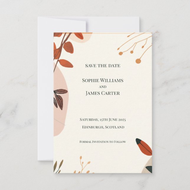 Boho Wildflower Wedding Save The Date Card | Sprin (Front)