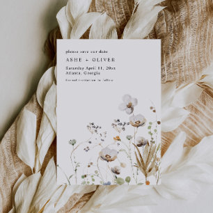 Boho Wildflower Wedding Save The Date Invitation