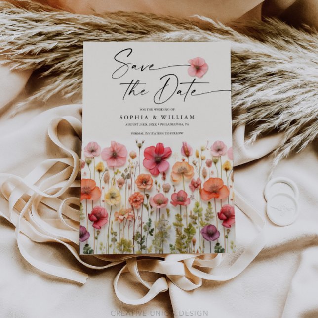Boho Wildflower Wedding Save The Date Invitation (Wildflower Save The Date)