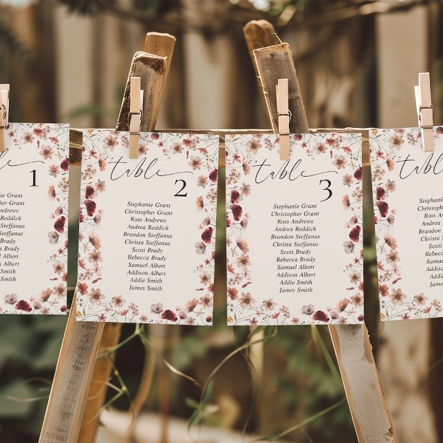 Boho Wildflower Wedding Seating Chart Sign Cards (Creator Uploaded)