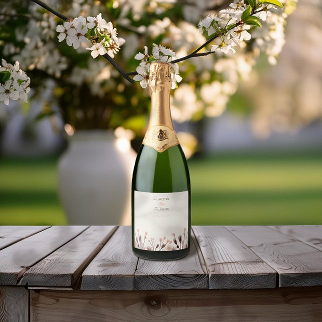 Boho Wildflower Wedding Sparkling Wine Label (Creator Uploaded)