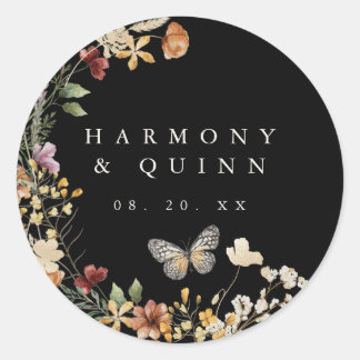 Boho Wildflower Wedding Sticker Label