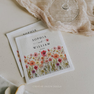 Boho Wildflower Wedding Table Decor Napkin