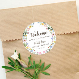 Boho Wildflower Wedding Welcome Sticker Bag Label