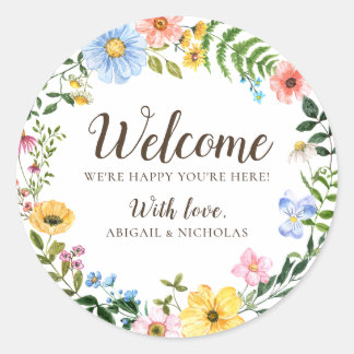 Boho Wildflower Wedding Welcome Sticker Bag Label