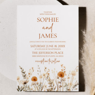 Boho Wildflower Wild Flower Floral Garden Wedding Invitation