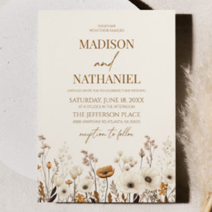 Boho Wildflower Wild Flower Floral Garden Wedding Invitation