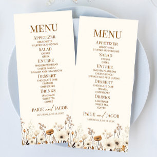 Boho Wildflower Wild Flower Floral Garden Wedding Menu