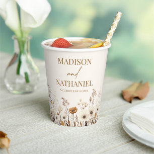 Boho Wildflower Wild Flower Floral Garden Wedding Paper Cups