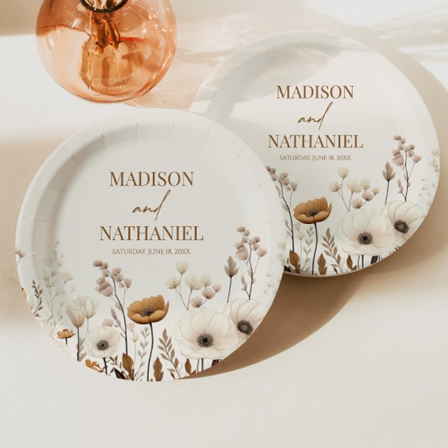 Boho Wildflower Wild Flower Floral Garden Wedding Paper Plate (Creator Uploaded)