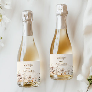 Boho Wildflower Wild Flower Floral Garden Wedding Sparkling Wine Label