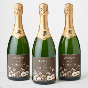 Boho Wildflower Wild Flower Floral Garden Wedding Sparkling Wine Label