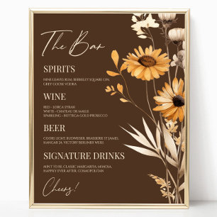 Boho Wildflower Wild Flower Wedding Bar Sign