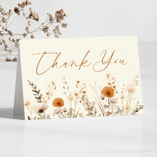 Boho Wildflower Wild Flowers Floral Baby Shower Thank You Card