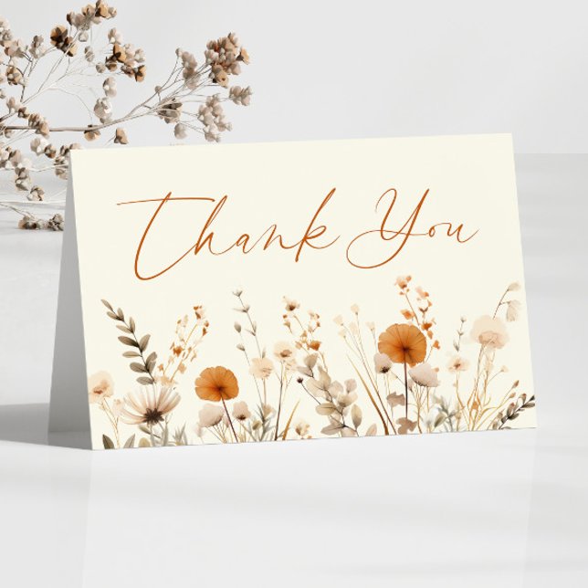 Boho Wildflower Wild Flowers Floral Baby Shower Thank You Card (Creator Uploaded)